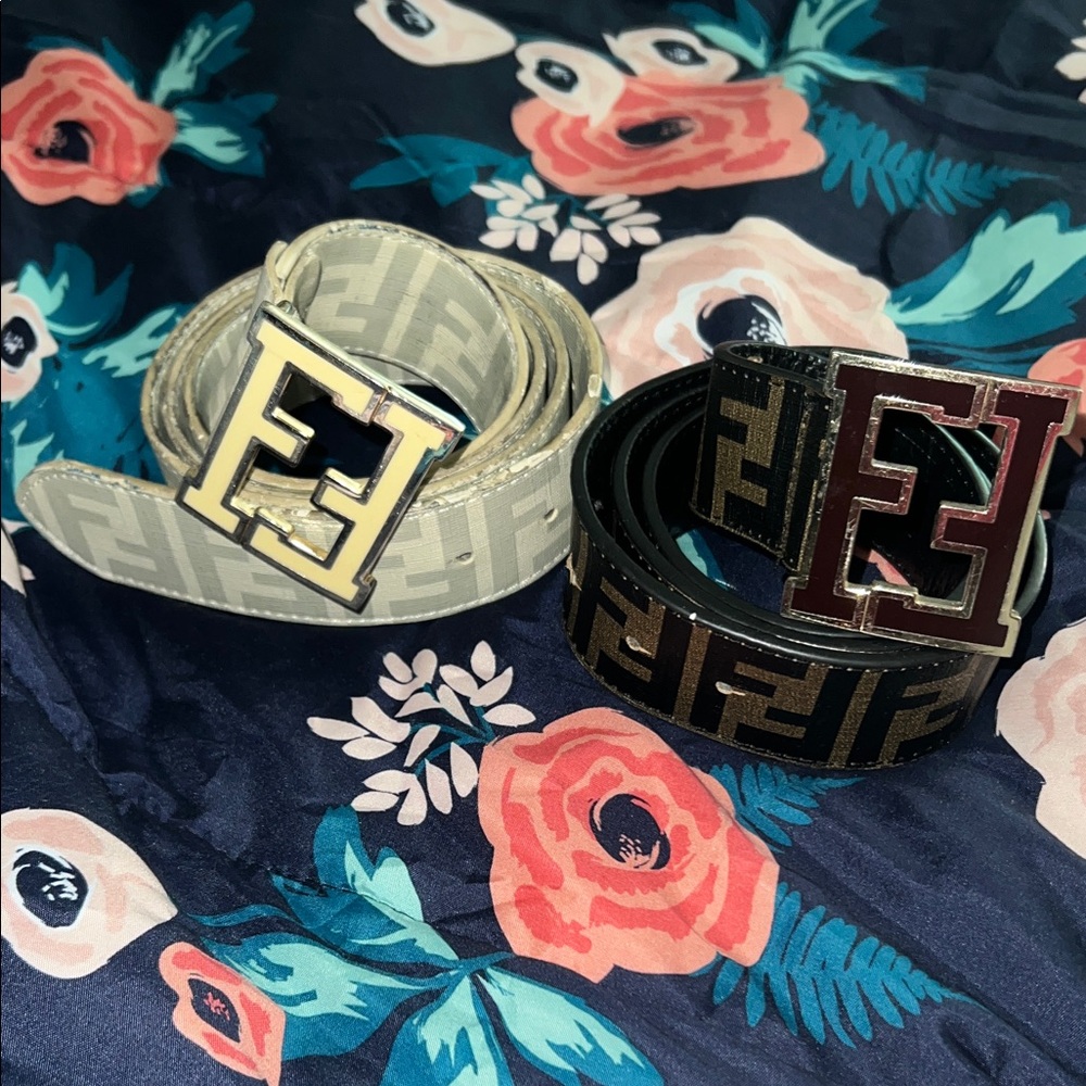 Designer Black and Cream Belt Set